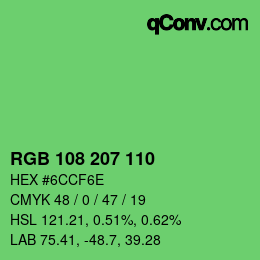 Color code: RGB 108 207 110 | qconv.com