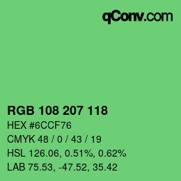 Color code: RGB 108 207 118 | qconv.com