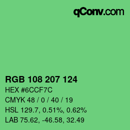 Color code: RGB 108 207 124 | qconv.com