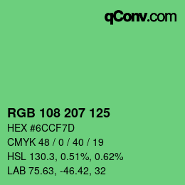 Color code: RGB 108 207 125 | qconv.com