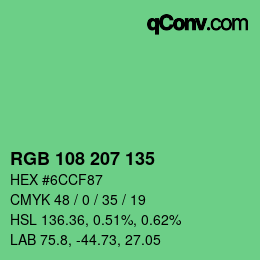 Color code: RGB 108 207 135 | qconv.com