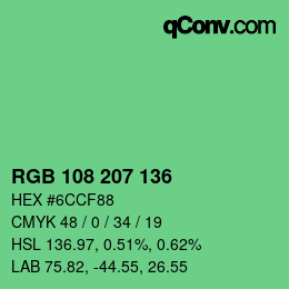 Color code: RGB 108 207 136 | qconv.com