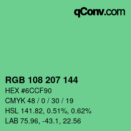 Color code: RGB 108 207 144 | qconv.com
