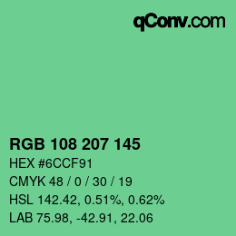 Color code: RGB 108 207 145 | qconv.com