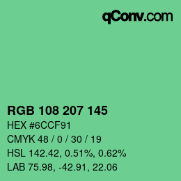 Color code: RGB 108 207 145 | qconv.com