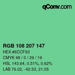 Color code: RGB 108 207 147 | qconv.com