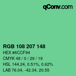 Color code: RGB 108 207 148 | qconv.com