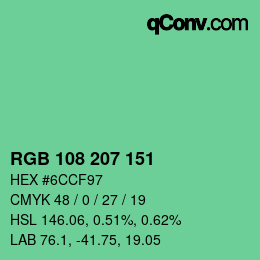 Color code: RGB 108 207 151 | qconv.com
