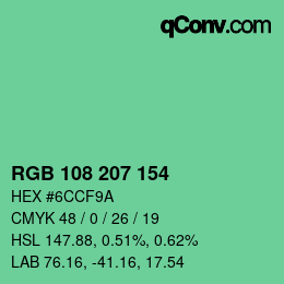 Color code: RGB 108 207 154 | qconv.com