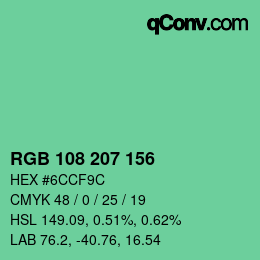 Color code: RGB 108 207 156 | qconv.com