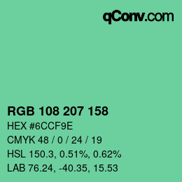 Color code: RGB 108 207 158 | qconv.com