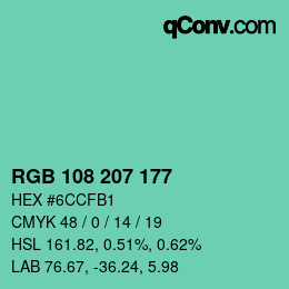 Color code: RGB 108 207 177 | qconv.com