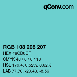 Color code: RGB 108 208 207 | qconv.com