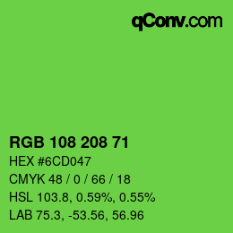 Color code: RGB 108 208 71 | qconv.com