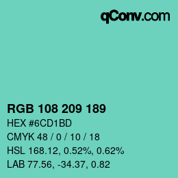 カラーコード: RGB 108 209 189 | qconv.com