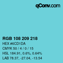 Color code: RGB 108 209 218 | qconv.com