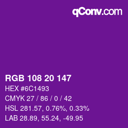 Color code: RGB 108 20 147 | qconv.com