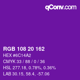 Color code: RGB 108 20 162 | qconv.com