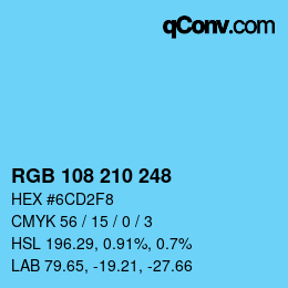 カラーコード: RGB 108 210 248 | qconv.com
