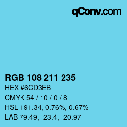 Color code: RGB 108 211 235 | qconv.com