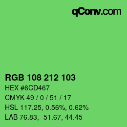 Color code: RGB 108 212 103 | qconv.com