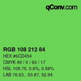 颜色代码: RGB 108 212 84 | qconv.com