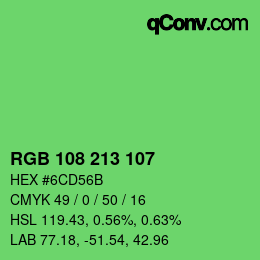 カラーコード: RGB 108 213 107 | qconv.com