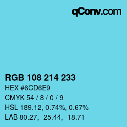 Color code: RGB 108 214 233 | qconv.com
