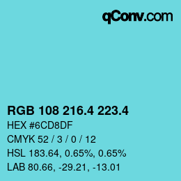 カラーコード: RGB 108 216.4 223.4 | qconv.com
