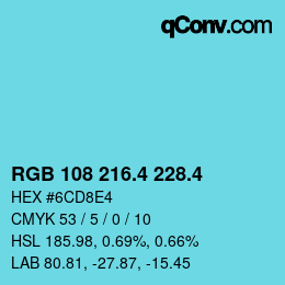 カラーコード: RGB 108 216.4 228.4 | qconv.com
