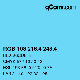 カラーコード: RGB 108 216.4 248.4 | qconv.com