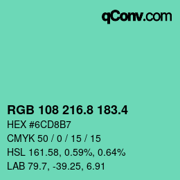 カラーコード: RGB 108 216.8 183.4 | qconv.com