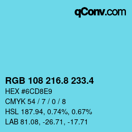 カラーコード: RGB 108 216.8 233.4 | qconv.com