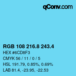 カラーコード: RGB 108 216.8 243.4 | qconv.com