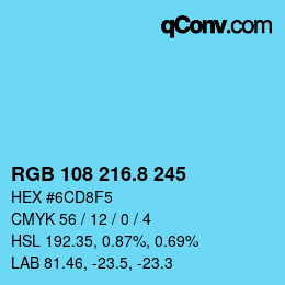 カラーコード: RGB 108 216.8 245 | qconv.com