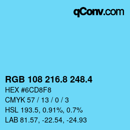 カラーコード: RGB 108 216.8 248.4 | qconv.com