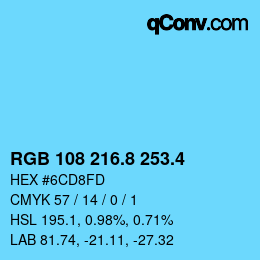 カラーコード: RGB 108 216.8 253.4 | qconv.com