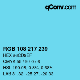 Color code: RGB 108 217 239 | qconv.com