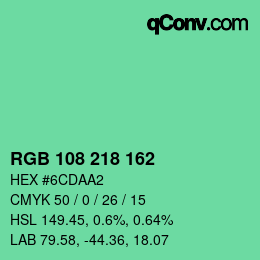 Color code: RGB 108 218 162 | qconv.com