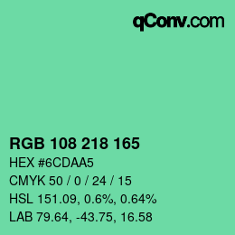 Color code: RGB 108 218 165 | qconv.com