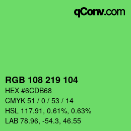 Color code: RGB 108 219 104 | qconv.com