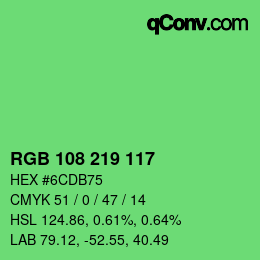 Color code: RGB 108 219 117 | qconv.com