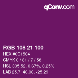 Color code: RGB 108 21 100 | qconv.com