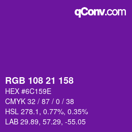 Color code: RGB 108 21 158 | qconv.com