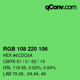 Color code: RGB 108 220 106 | qconv.com