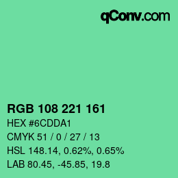 Color code: RGB 108 221 161 | qconv.com