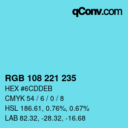 Color code: RGB 108 221 235 | qconv.com