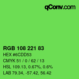 カラーコード: RGB 108 221 83 | qconv.com