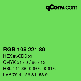 Color code: RGB 108 221 89 | qconv.com