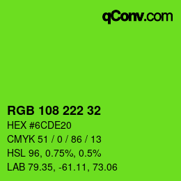 カラーコード: RGB 108 222 32 | qconv.com